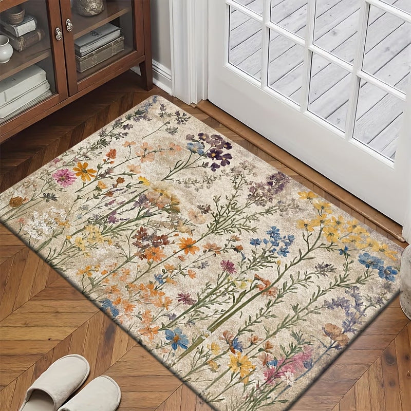 (carpet print) Retro Floral Diatomaceous Earth Floor Mat