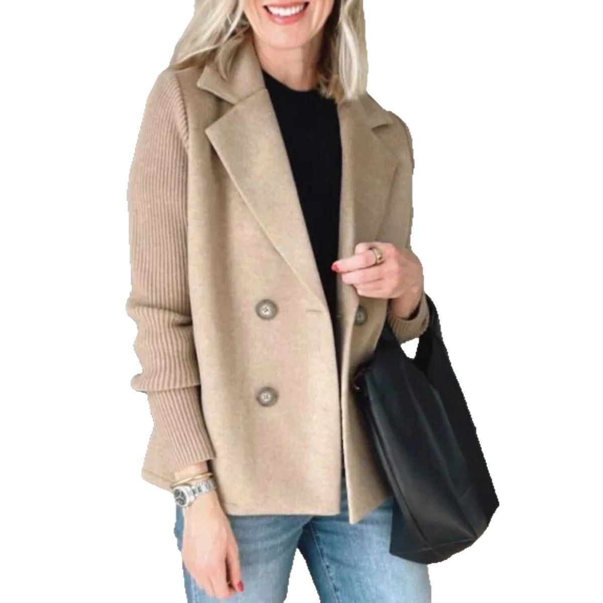 Women's Wool Blend Splicing Jacket