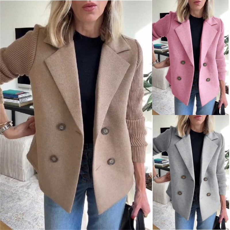 Women's Wool Blend Splicing Jacket