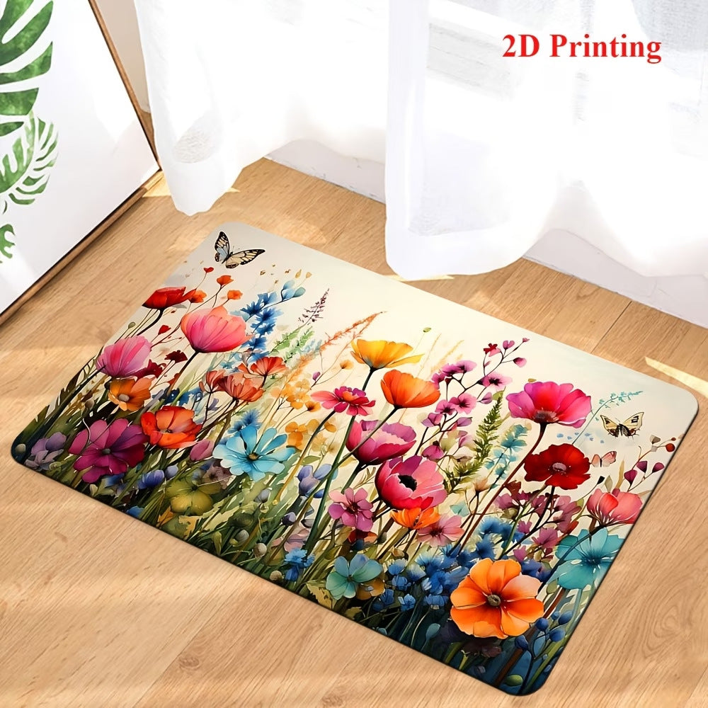 (carpet print) Retro Floral Diatomaceous Earth Floor Mat